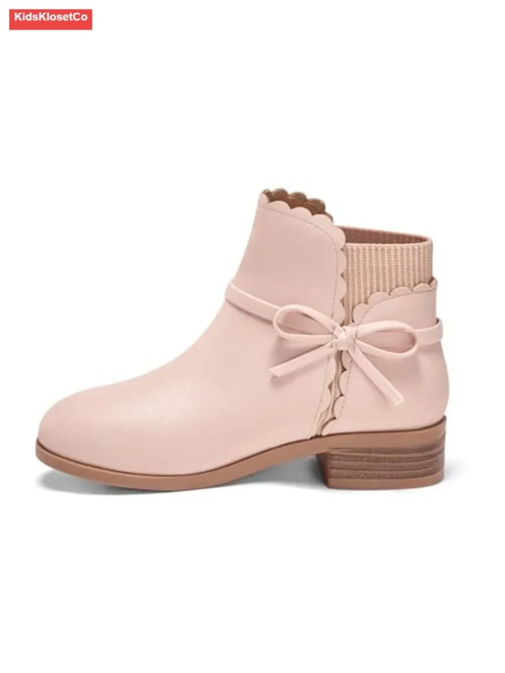 Girls Suede Ankle Booties Pull On Chunky Heel Fluffy Lining